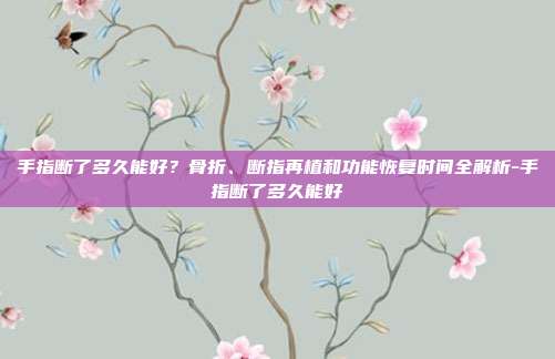 手指断了多久能好?骨折、断指再植和功能恢复时间全解析-手指断了多久能好