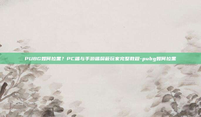 PUBG如何拉黑?PC端与手游端屏蔽玩家完整教程-pubg如何拉黑