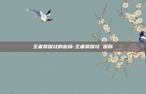 王者荣耀社的密码-王者荣耀社 密码