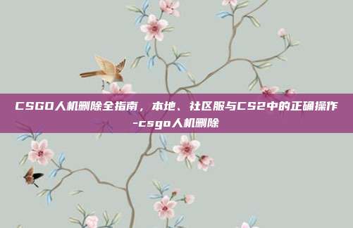CSGO人机删除全指南，本地、社区服与CS2中的正确操作-csgo人机删除