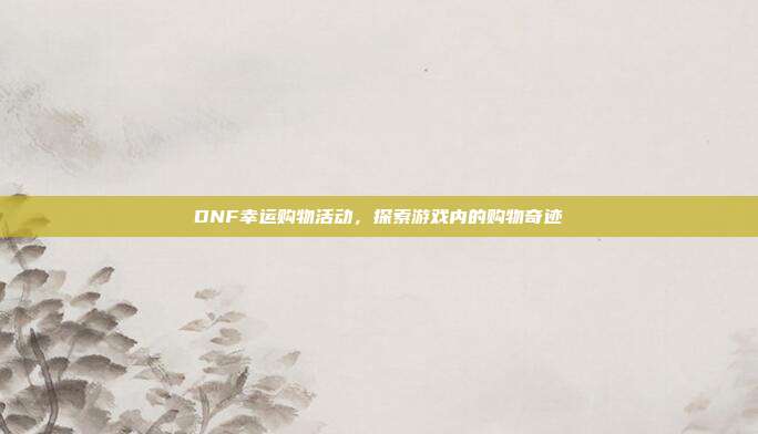 DNF幸运购物活动，探索游戏内的购物奇迹
