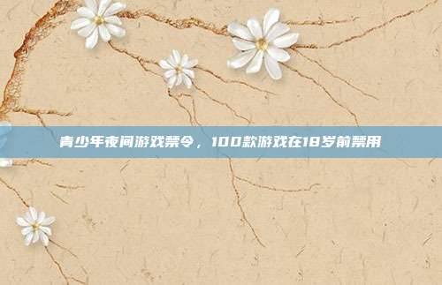 青少年夜间游戏禁令,100款游戏在18岁前禁用