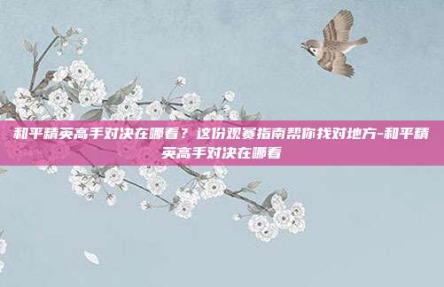 和平精英高手对决在哪看?这份观赛指南帮你找对地方-和平精英高手对决在哪看