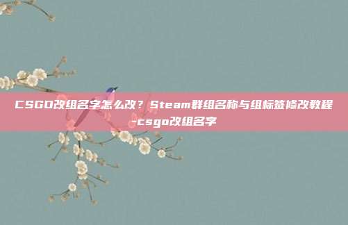 CSGO改组名字怎么改？Steam群组名称与组标签修改教程-csgo改组名字
