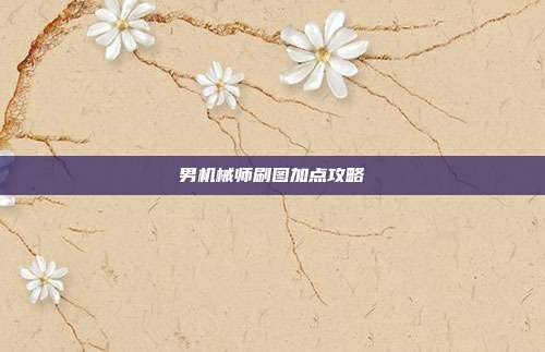 男机械师刷图加点攻略