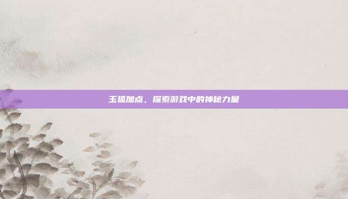 玉狐加点，探索游戏中的神秘力量