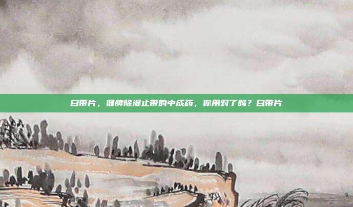 白带片,健脾除湿止带的中成药,你用对了吗?白带片