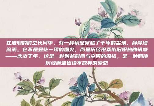 在浩瀚的时空长河中，有一种情感穿越了千年的尘埃，静静地流淌。它不是昙花一现的烟火，而是历经沧桑依旧炽热的情感——恋战千年。这是一种跨越时间与空间的深情，是一种即使历经磨难也绝不放弃的爱恋