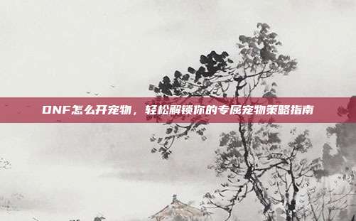 DNF怎么开宠物,轻松解锁你的专属宠物策略指南