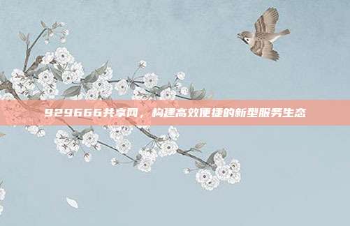 929666共享网，构建高效便捷的新型服务生态