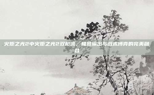 火炬之光2中火炬之光2双枪流,极致输出与战术博弈的完美融合