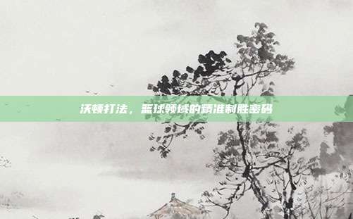 沃顿打法,篮球领域的精准制胜密码
