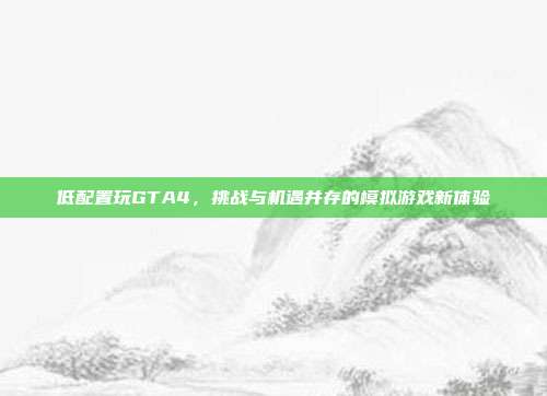 低配置玩GTA4,挑战与机遇并存的模拟游戏新体验