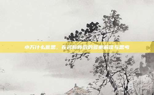 小万什么意思，在名称背后的多重解读与思考