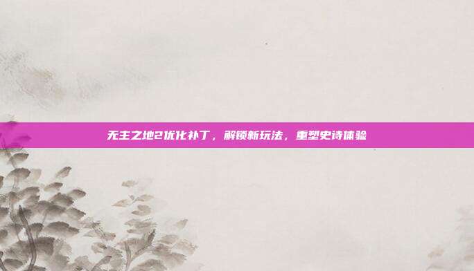 无主之地2优化补丁，解锁新玩法，重塑史诗体验