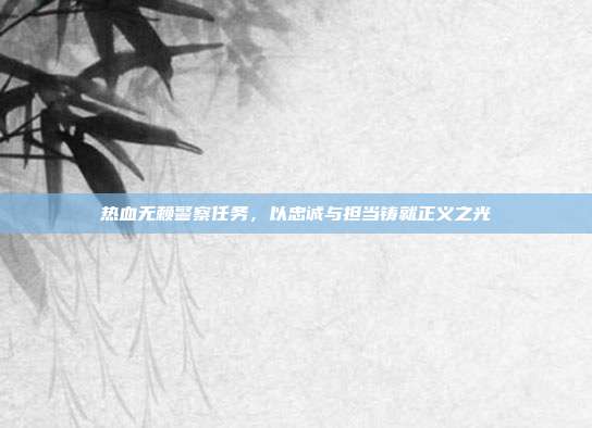 热血无赖警察任务,以忠诚与担当铸就正义之光