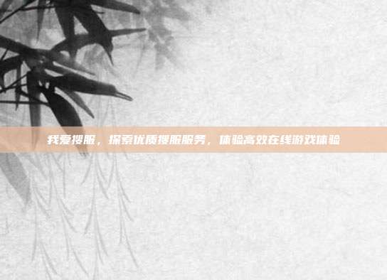 我爱搜服,探索优质搜服服务,体验高效在线游戏体验