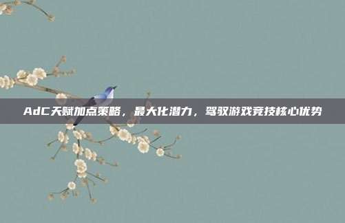 AdC天赋加点策略,最大化潜力,驾驭游戏竞技核心优势