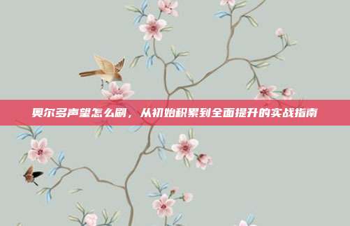 奥尔多声望怎么刷,从初始积累到全面提升的实战指南