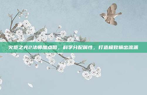 火炬之光2法师加点图,科学分配属性,打造极致输出流派