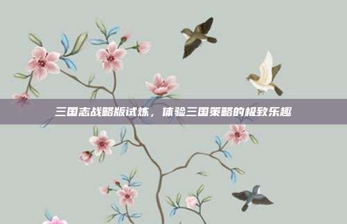 三国志战略版试炼，体验三国策略的极致乐趣