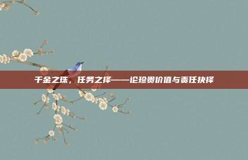 千金之珠,任务之择——论珍贵价值与责任抉择