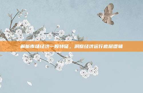 解析市场经济一般特征，洞察经济运行底层逻辑