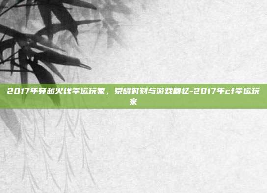 2017年穿越火线幸运玩家,荣耀时刻与游戏回忆-2017年cf幸运玩家