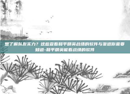 想了解队友实力？这些查看和平精英战绩的软件与渠道你需要知道-和平精英能看战绩的软件