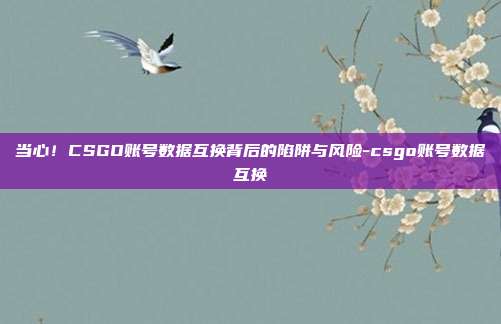 当心！CSGO账号数据互换背后的陷阱与风险-csgo账号数据互换