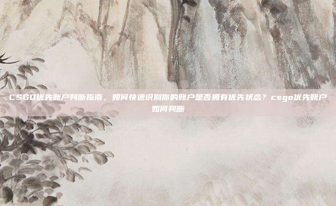 CSGO优先账户判断指南,如何快速识别你的账户是否拥有优先状态?csgo优先账户如何判断