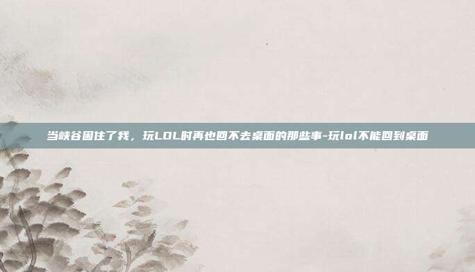 当峡谷困住了我，玩LOL时再也回不去桌面的那些事-玩lol不能回到桌面