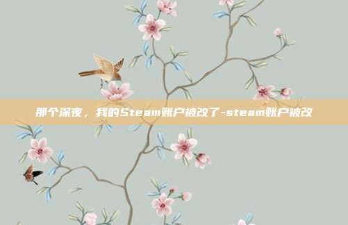 那个深夜,我的Steam账户被改了-steam账户被改