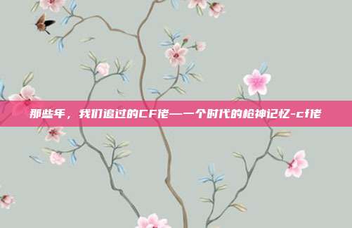 那些年,我们追过的CF佬—一个时代的枪神记忆-cf佬