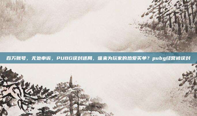百万账号,无处申诉,PUBG误封迷局,谁来为玩家的热爱买单?pubg经常被误封