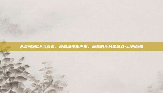 从菜鸟到CF两百强,那些深夜枪声里,藏着的不只是游戏-cf两百强