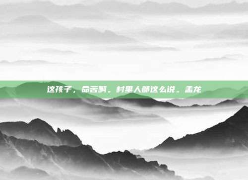 这孩子,命苦啊。村里人都这么说。孟龙