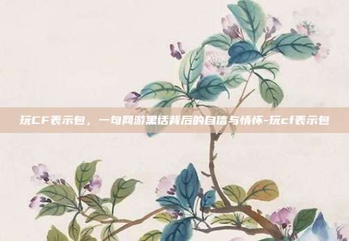 玩CF表示包,一句网游黑话背后的自信与情怀-玩cf表示包