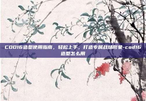 COD16造型使用指南,轻松上手,打造专属战场形象-cod16造型怎么用
