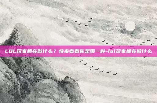 LOL玩家都在做什么?快来看看你是哪一种-lol玩家都在做什么