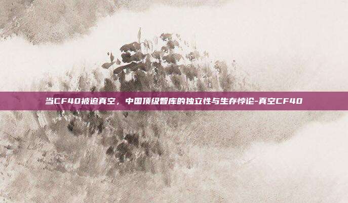 当CF40被迫真空，中国顶级智库的独立性与生存悖论-真空CF40