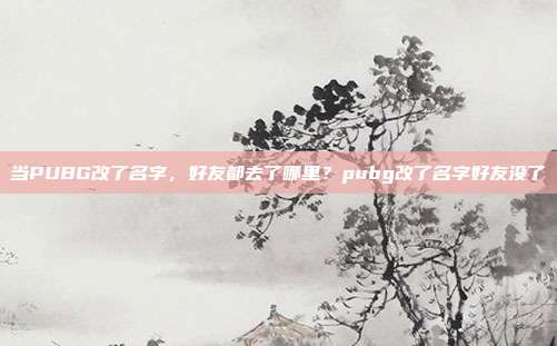当PUBG改了名字，好友都去了哪里？pubg改了名字好友没了