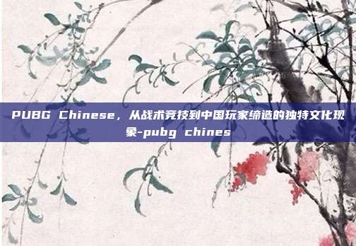 PUBG Chinese,从战术竞技到中国玩家缔造的独特文化现象-pubg chines