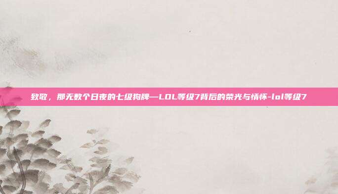 致敬,那无数个日夜的七级狗牌—LOL等级7背后的荣光与情怀-lol等级7