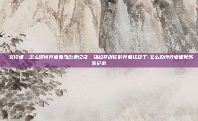一文读懂,怎么查询养老保险缴费记录,轻松掌握你的养老钱袋子-怎么查询养老保险缴费记录