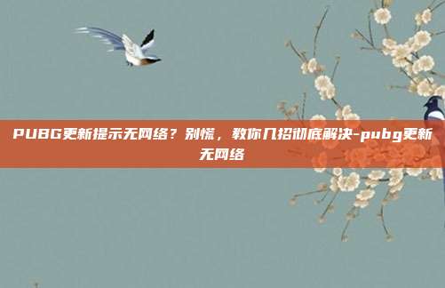 PUBG更新提示无网络？别慌，教你几招彻底解决-pubg更新无网络