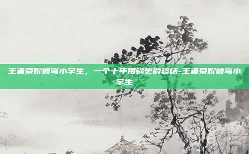 王者荣耀被骂小学生，一个十年甩锅史的终结-王者荣耀被骂小学生