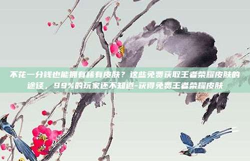 不花一分钱也能拥有稀有皮肤?这些免费获取王者荣耀皮肤的途径,99%的玩家还不知道-获得免费王者荣耀皮肤