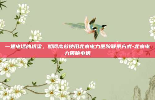 一通电话的桥梁,如何高效使用北京电力医院联系方式-北京电力医院电话