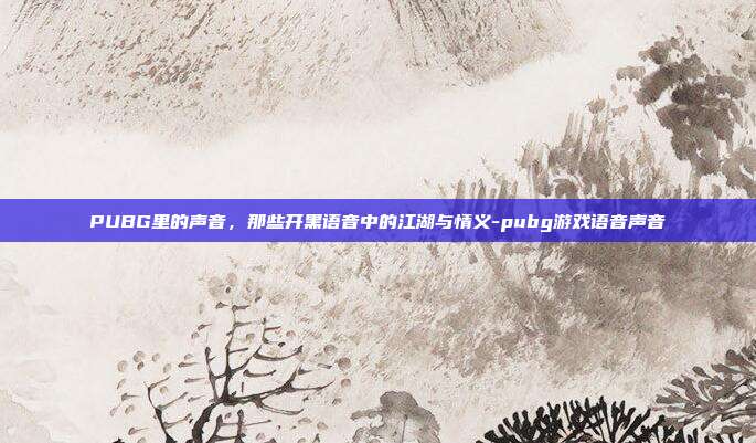 PUBG里的声音,那些开黑语音中的江湖与情义-pubg游戏语音声音
